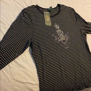 Top by Lauren Ralph Lauren black with white stripe